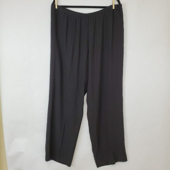 Eileen Fisher Pants - Eileen Fisher Pants Womens Large Pull On Thin Lightweight Straight Leg Black